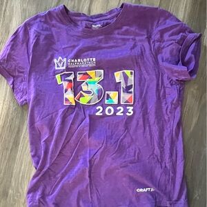 purple cotton half marathon tee